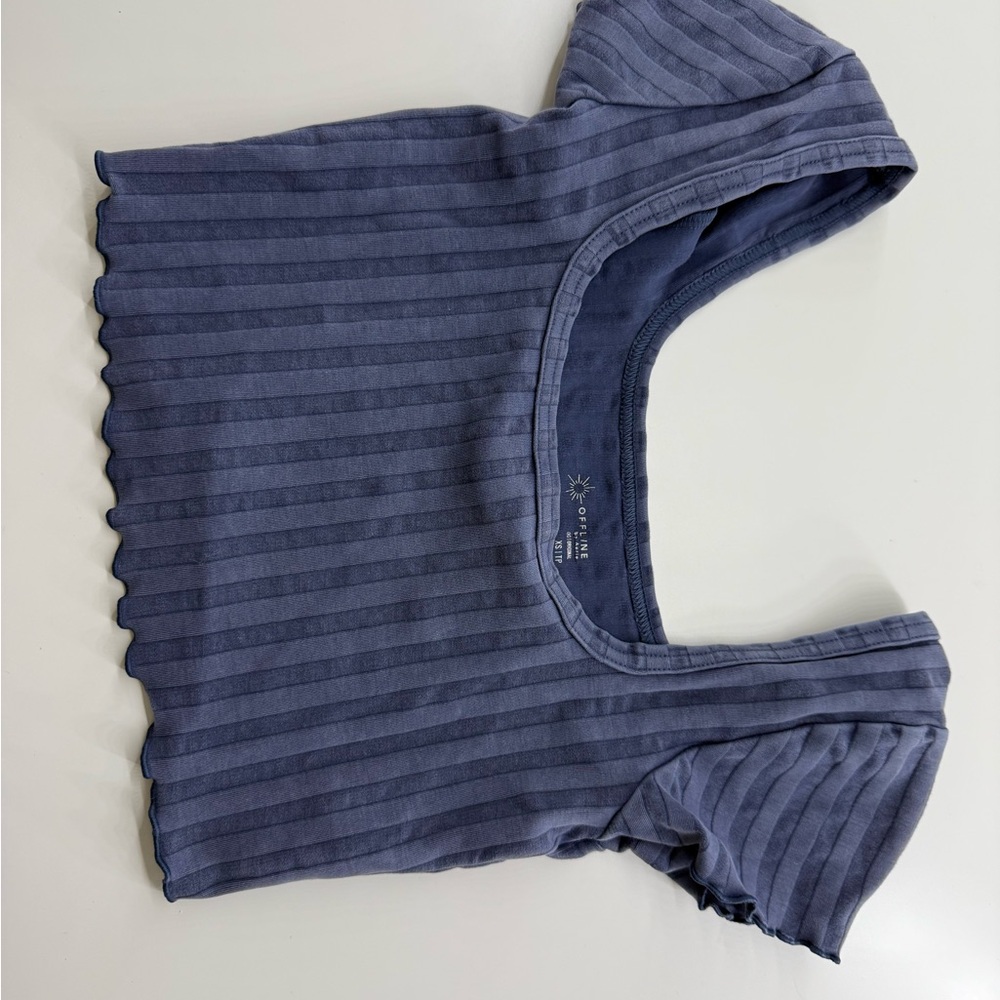 Blue Striped Crop Top
